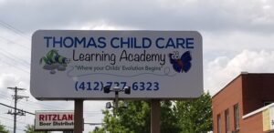 thomas childcare pole sign